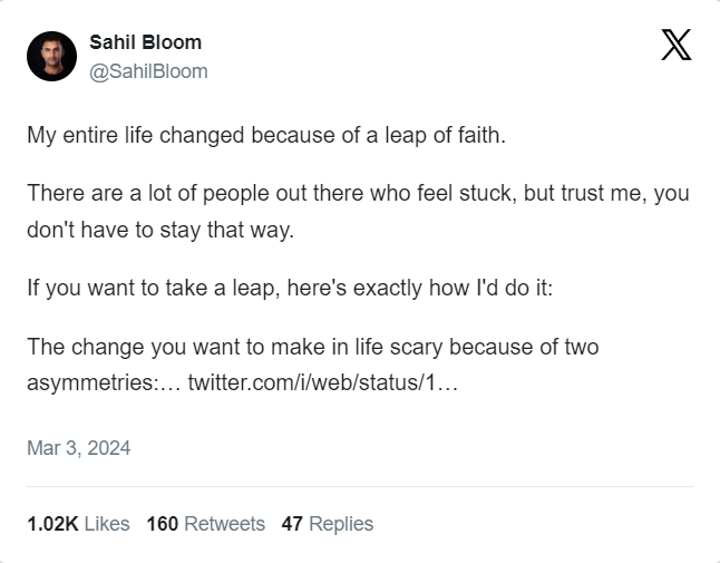A tweet of Sahil Bloom on content style guide