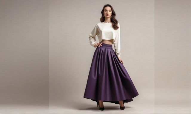 long skirt Ivory + Dark Purple
