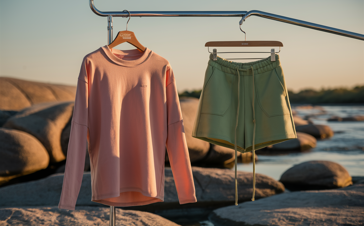 Pink Grapefruit lightweight boxy sweater tee western wear and a matching Chartreuse colored drawstring A-line shorts - stylish outfit pairing ideas