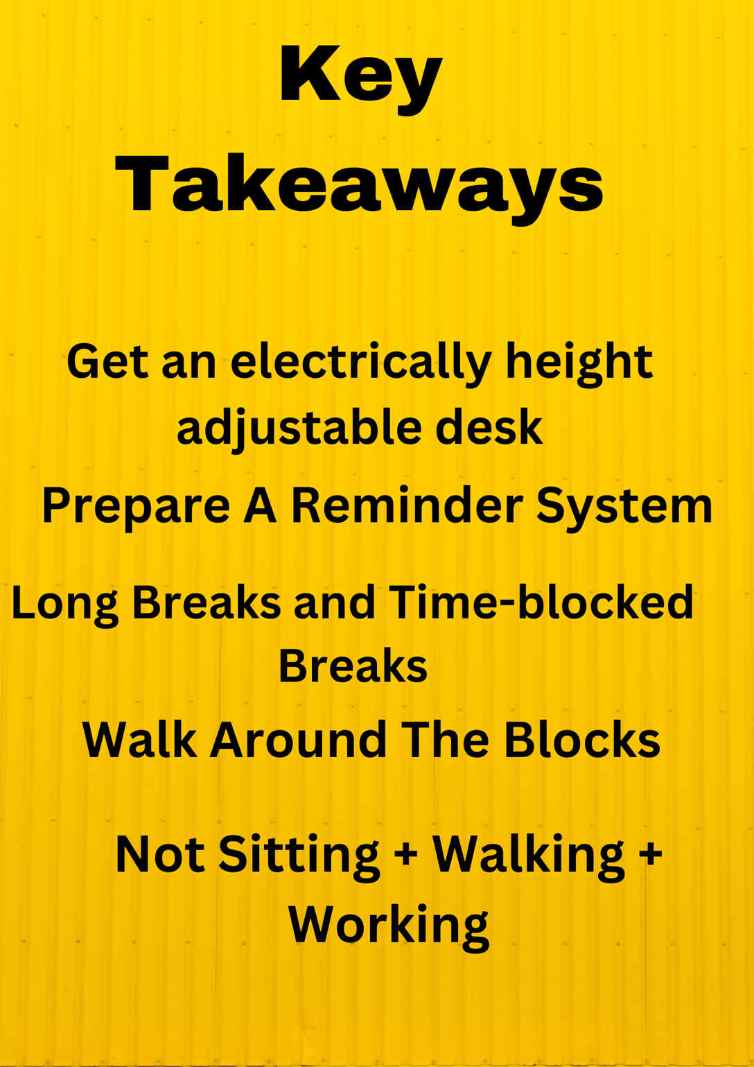 Key Takeaways of how to reduce side effects of prolonged sitting