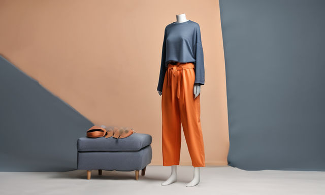 a female casual outfit -  Orange + Slate Blue color