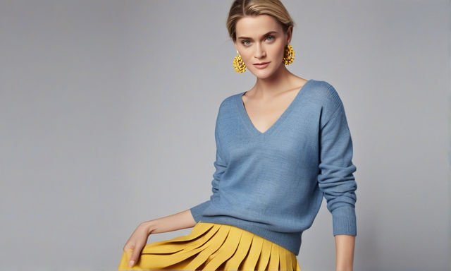 office stylish outfit in Chambray Blue with Canary Yellow color