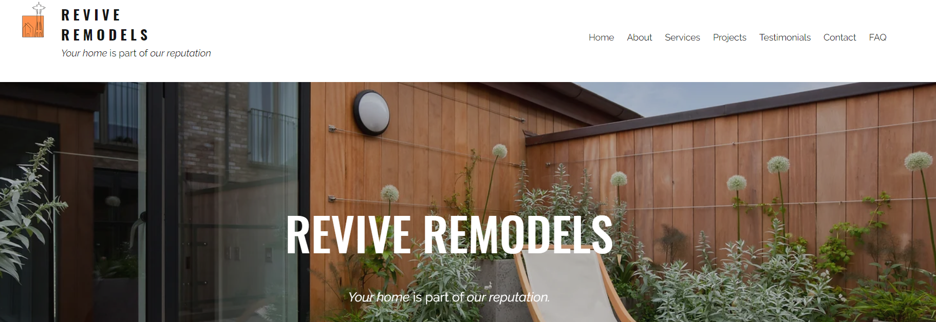Landing page of a company named Revive Models
